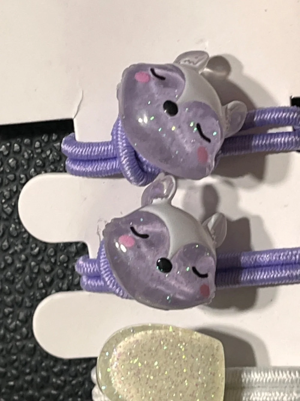Claire’s Kids Animal Hair Ties Set of 6 | Purple White Gray | NWT